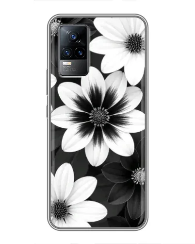 Чехол для Vivo V21 с картинкой «Монохромные астры»