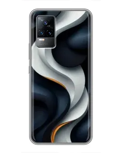 Чехол для Vivo V21 с картинкой «Объемные черно-белые ленты» Чехол для Vivo V21 с картинкой «Объемные черно-белые ленты»