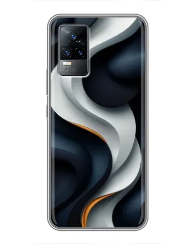 Чехол для Vivo V21 с картинкой «Объемные черно-белые ленты»