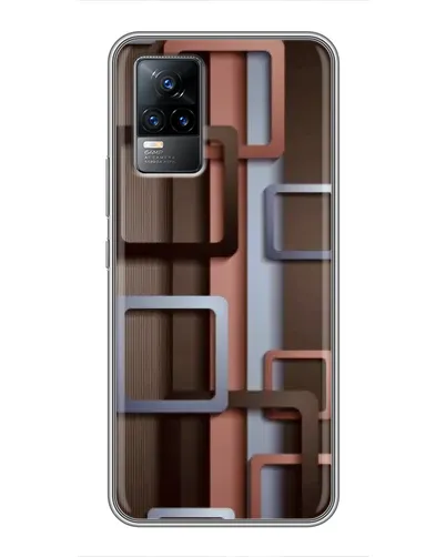 Чехол для Vivo V21 с картинкой «Коричневые объемные квадраты»