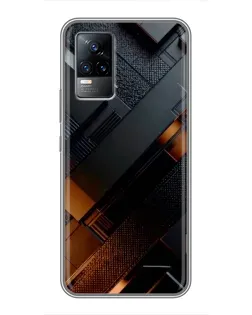 Чехол для Vivo V21 с картинкой «Черные геометрические блоки»