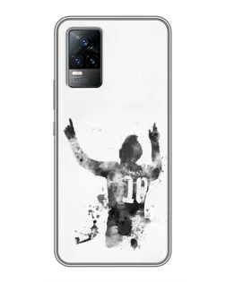 Чохол для Vivo V21 з картинкою «Чорно-білий силует Мессі»
