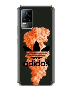 Чехол для Vivo V21E с картинкой «Оранжевый дым Adidas»