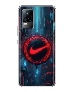 Чехол для Vivo V21E с картинкой «Техногенный стиль Nike»
