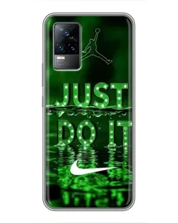 Чехол для Vivo V21E с картинкой «Зеленый неоновый Nike»