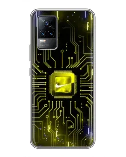 Чехол для Vivo V21E с картинкой «Nike — золотая искра»