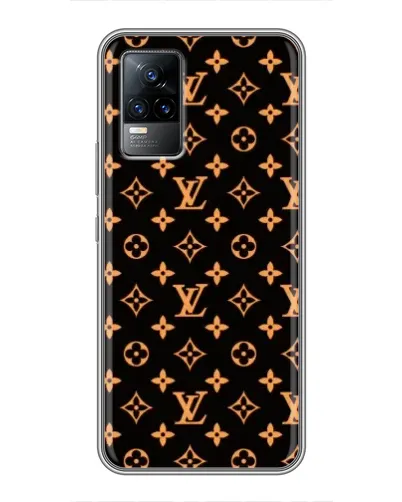 Чехол для Vivo V21E с картинкой «Золотая монограмма LV»