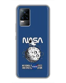 Чехол для Vivo V21E с картинкой «NASA — лунная миссия»