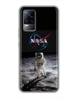 Чехол для Vivo V21E с картинкой «Астронавт на Луне»