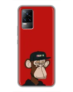 Чехол для Vivo V21E с картинкой «Bored Ape — красный фон»