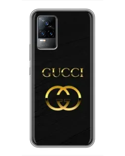 Чехол для Vivo V21E с картинкой «Золотой логотип Gucci»