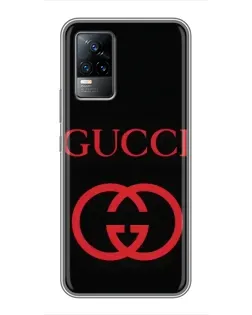 Чехол для Vivo V21E с картинкой «Gucci — красный логотип»
