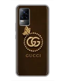 Чехол для Vivo V21E с картинкой «Gucci — золотая бабочка»