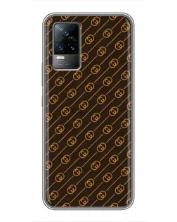 Чехол для Vivo V21E с картинкой «Gucci — золотые диагонали»