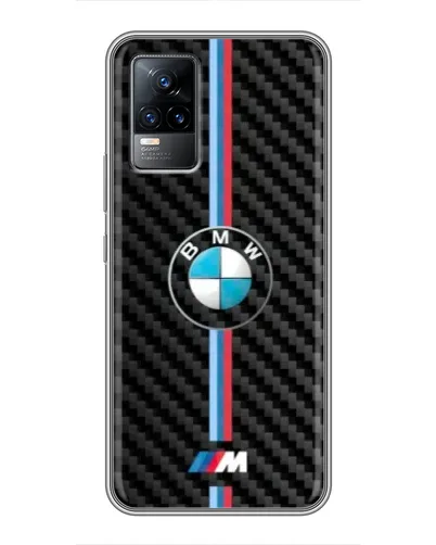 Чехол для Vivo V21E с картинкой «Эмблема BMW и карбон»
