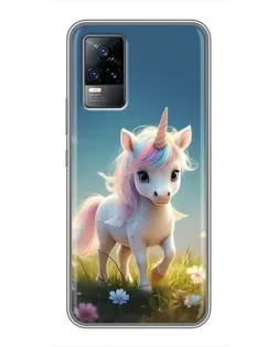 Чохол для Vivo V21E з картинкою «Єдиноріг на галявині»