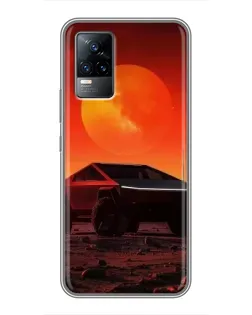 Чехол для Vivo V21E с картинкой «Cybertruck на Марсе»