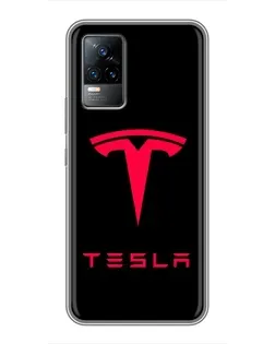 Чехол для Vivo V21E с картинкой «Tesla Red Logo»