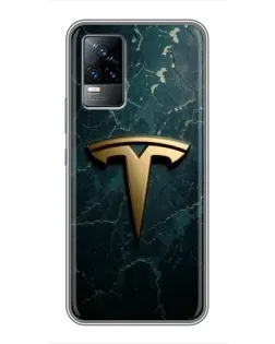 Чехол для Vivo V21E с картинкой «Мраморная Tesla Gold»