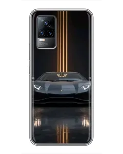 Чехол для Vivo V21E с картинкой «Lamborghini золотые линии»