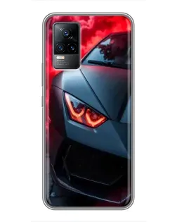 Чехол для Vivo V21E с картинкой «Lamborghini красное сияние»