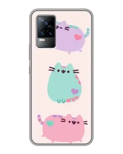 Чохол для Vivo V21E з картинкою «Pusheen тріо»