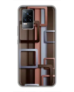 Чохол для Vivo V21E з картинкою «Коричневі об'ємні квадрати»