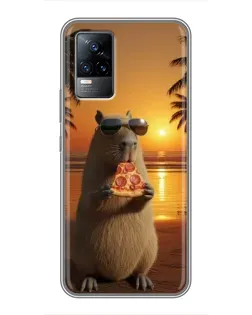 Чехол для Vivo V21E с картинкой «Капибара с пиццей» Чехол для Vivo V21E с картинкой «Капибара с пиццей»