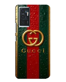 Чехол для Vivo V23e с картинкой «Gucci — фирменная полоса и золото»