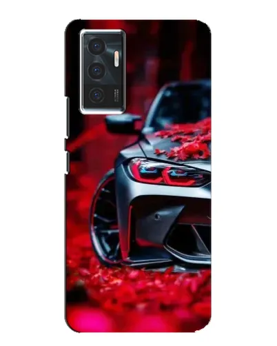 Чехол для Vivo V23e с картинкой «Спортивная BMW и цветы»
