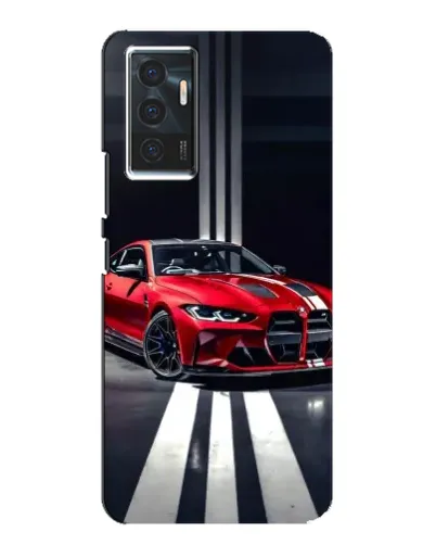 Чехол для Vivo V23e с картинкой «Красная BMW на дороге»