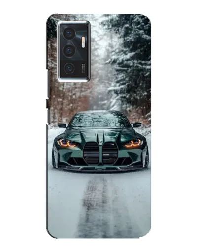 Чехол для Vivo V23e с картинкой «BMW в зимнем лесу»
