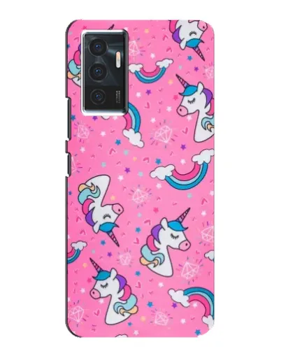Чехол для Vivo V23e с картинкой «Unicorn паттерн розовый»