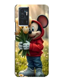 Чехол для Vivo V23e с картинкой «Микки с тюльпанами»