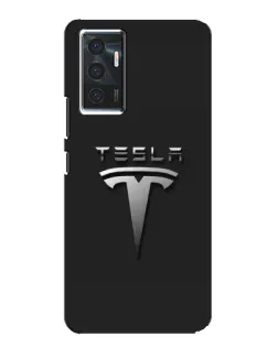 Чехол для Vivo V23e с картинкой «Стальной логотип Tesla»