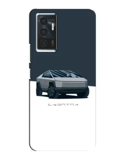 Чехол для Vivo V23e с картинкой «Серебристый Cybertruck Tesla»