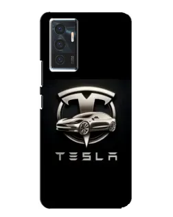 Чехол для Vivo V23e с картинкой «Tesla — серебристое авто»
