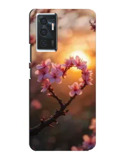Чехол для Vivo V23e с картинкой «Розовый цвет сердце на фоне заката» Чехол для Vivo V23e с картинкой «Розовый цвет сердце на фоне заката»