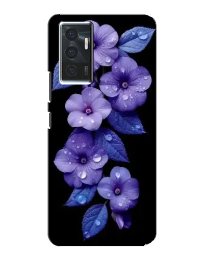 Чехол для Vivo V23e с картинкой «Фиолетовые цветы с росою»