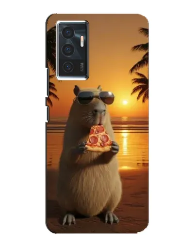 Чехол для Vivo V23e с картинкой «Капибара с пиццей»