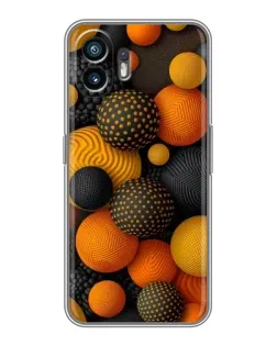 Чехол для Vivo V60e с картинкой «Объемные оранжевые сферы»