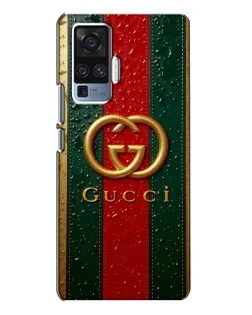 Чехол для Vivo X50 Pro с картинкой «Gucci — фирменная полоса и золото»