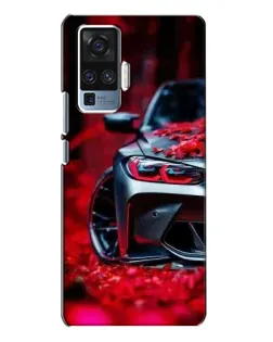 Чехол для Vivo X50 Pro с картинкой «Спортивная BMW и цветы»