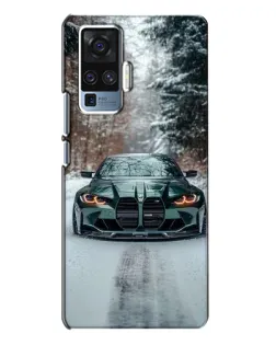 Чехол для Vivo X50 Pro с картинкой «BMW в зимнем лесу»