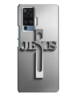 Чехол для Vivo X50 Pro с картинкой «Металлический крест Jesus»