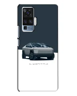 Чехол для Vivo X50 Pro с картинкой «Серебристый Cybertruck Tesla»