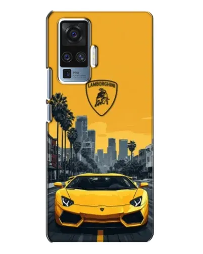 Чехол для Vivo X50 Pro с картинкой «Желтый Lamborghini город»