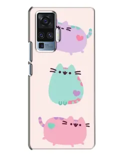 Чехол для Vivo X50 Pro с картинкой «Pusheen трио»