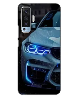 Чехол для Vivo X50 с картинкой «Взгляд BMW с синими фарами»