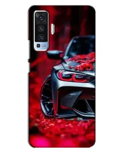 Чехол для Vivo X50 с картинкой «Спортивная BMW и цветы»